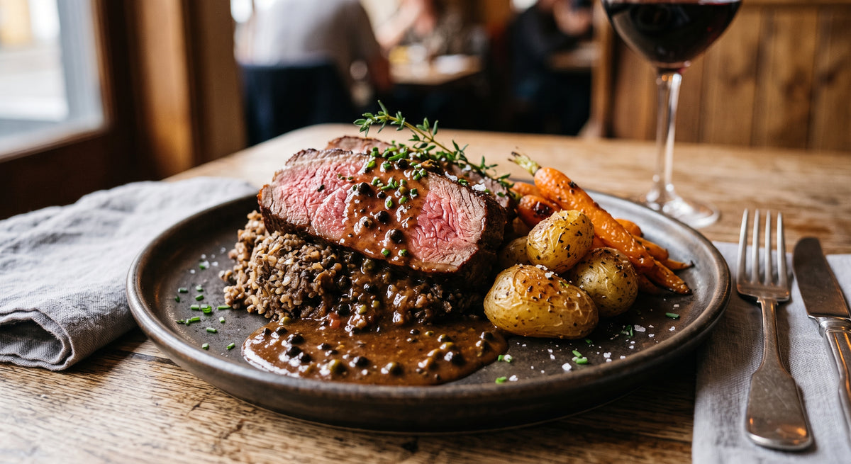 Feather Blade of Beef on a bed of Haggis